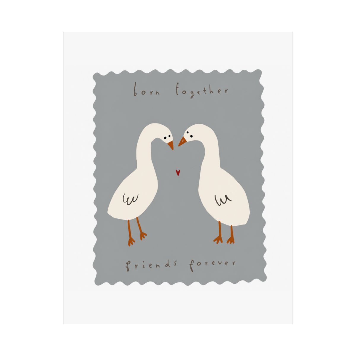 Twin Ducks Nursery Print, Twins Illustration Print, Twins Wall Art, Twins Baby Shower Gift, Wall Art, Twins Bedroom UNFRAMED