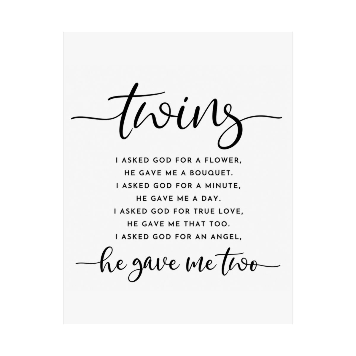 Twins print. Nursery Decor. Quote. Nursery Quote Print. Baby Gift. Nursery Decor. Twin Nursery Wall Art. Gift